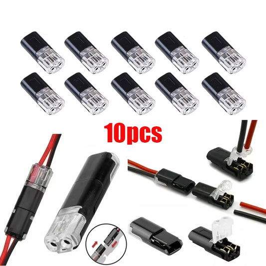 10-Piece 2-Pin Waterproof Electrical Connector Set for Automotive Wiring and Cable Termination
