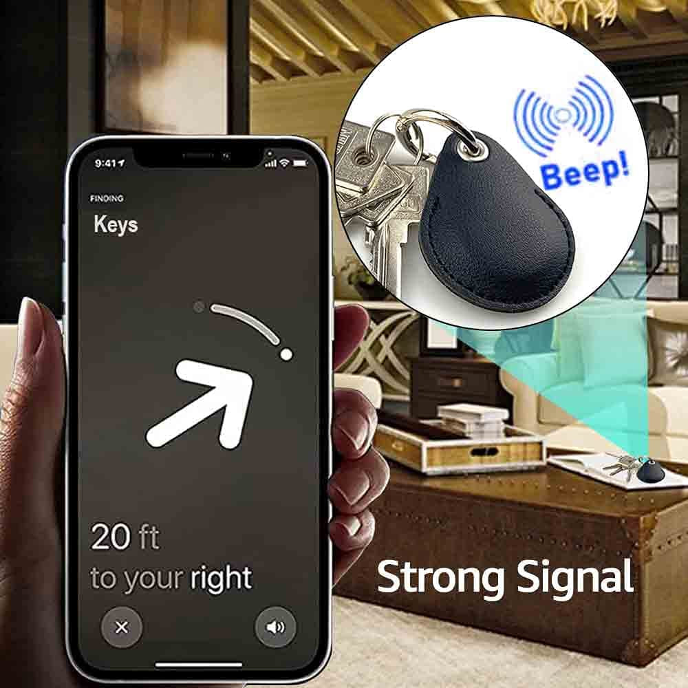 Keyring Holder for Airtag 2 Pack, Air Tag Key Ring Tracker Keychain Compatible with Apple Item Finder, Hidden Leather Itag GPS Locator Protective Cover Sleeve Key Fob Organizer Carabiner Accessories