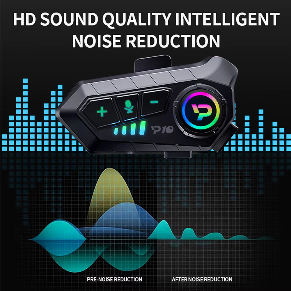 Kebidumei Wireless Motorcycle Helmet Headset with Hands-Free Calling, 2000mAh Stereo, Anti-Interference, Waterproof Music Player Earphones