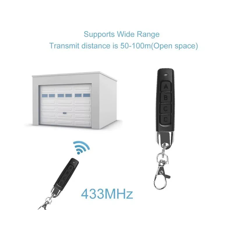433MHz Remote Control Garage Door Opener with Learning Function and Rolling Code Duplication