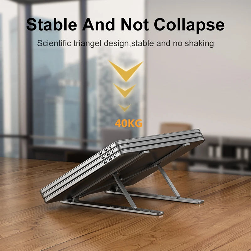 Adjustable Foldable Aluminum Alloy Laptop Stand for Enhanced Cooling and Stability