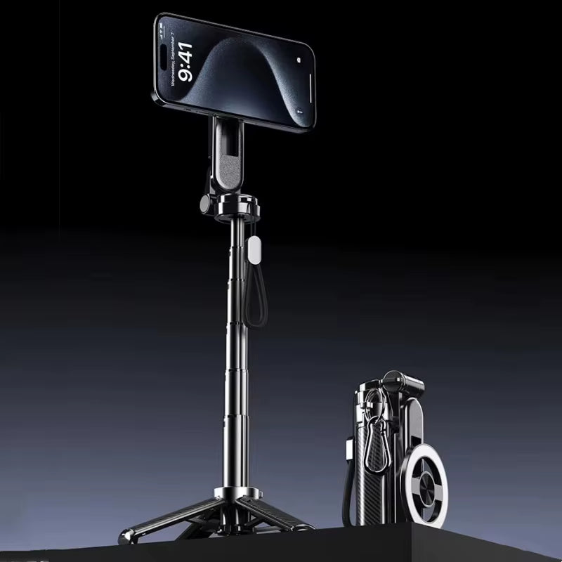 Multifunctional 4-in-1 Magnetic Mini Selfie Stick with 360° Rotation and Wireless Bluetooth Control