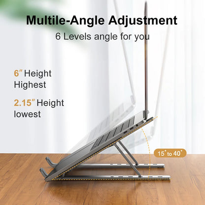 Adjustable Foldable Aluminum Alloy Laptop Stand for Enhanced Cooling and Stability