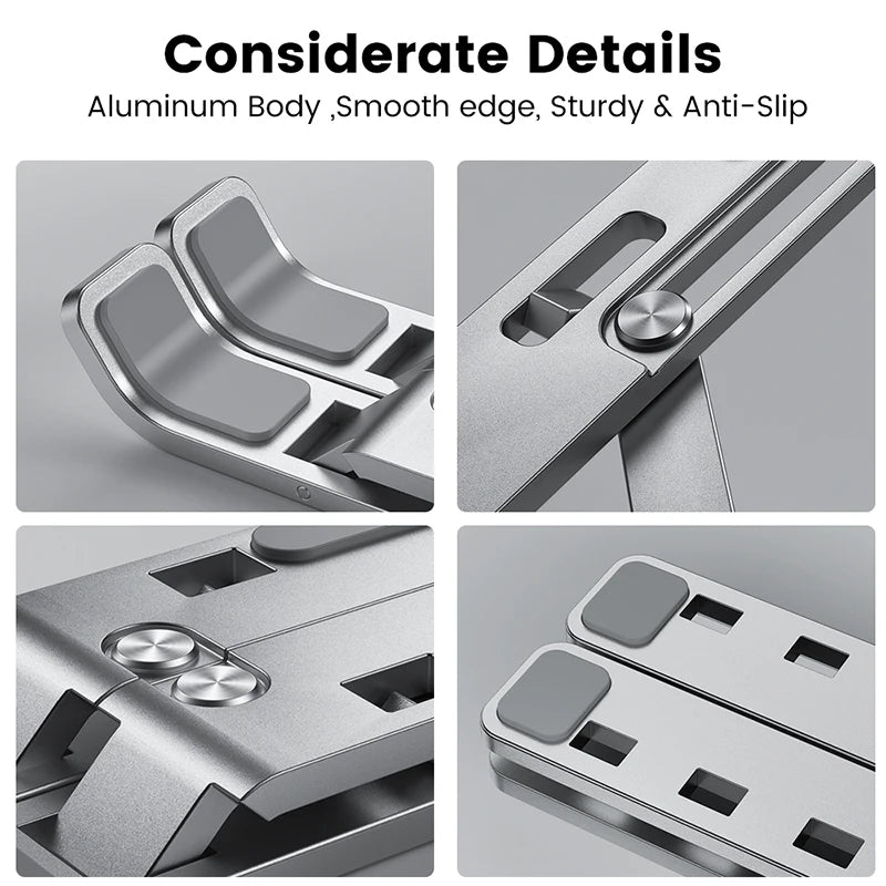 Adjustable Foldable Aluminum Alloy Laptop Stand for Enhanced Cooling and Stability
