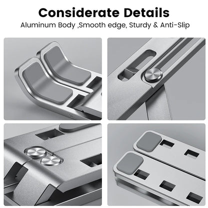 Adjustable Foldable Aluminum Alloy Laptop Stand for Enhanced Cooling and Stability