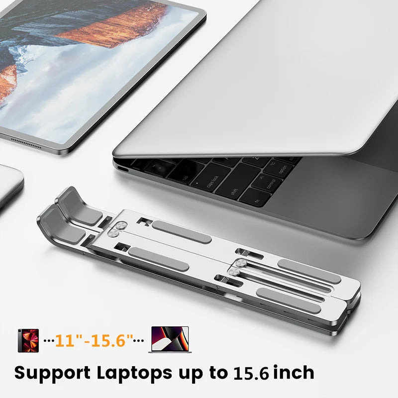 Adjustable Foldable Aluminum Alloy Laptop Stand for Enhanced Cooling and Stability
