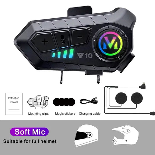 Y10 Bluetooth Motorcycle Helmet Headset with Noise Reduction, 1000mAh Battery, Waterproof Design, and Hands-Free Capability