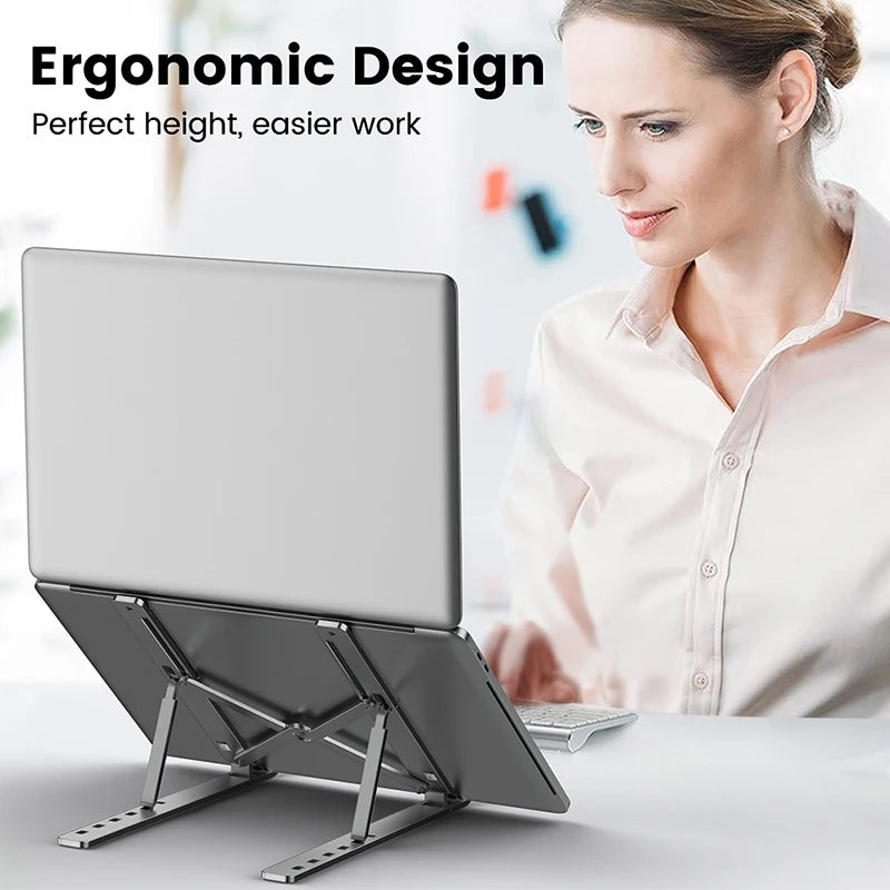 Adjustable Foldable Aluminum Alloy Laptop Stand for Enhanced Cooling and Stability