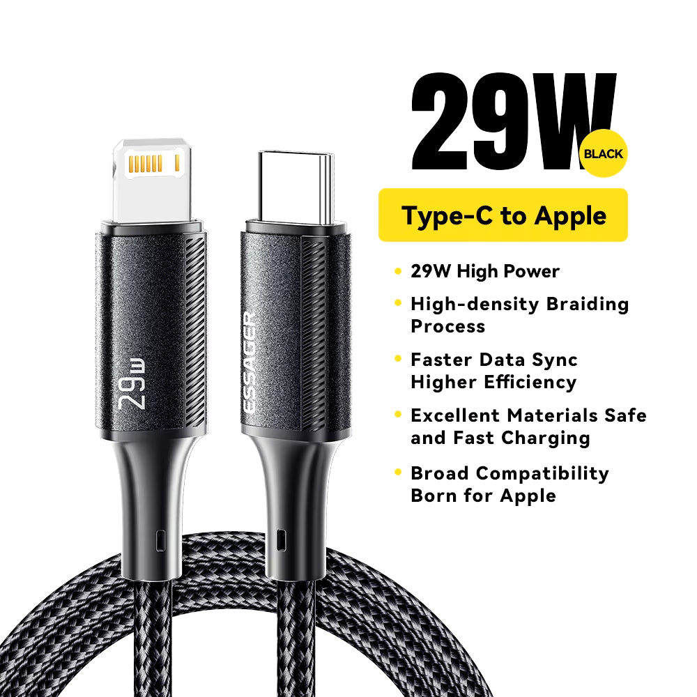 USB-C to Lightning Cable for iPhone 14/13/12/11 Pro Max, XS, 8 Plus, iPad, MacBook - 29W PD Fast Charging Data Cable