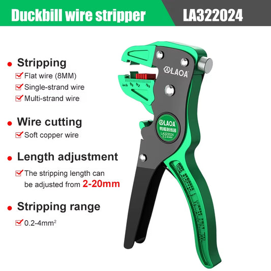 LAOA Mini Automatic Wire Stripping Pliers and Cutter with Adjustable Duckbill Design for Electric Cables (0.2-4.0 mm²)