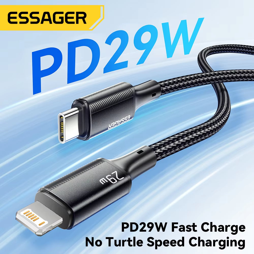 USB-C to Lightning Cable for iPhone 14/13/12/11 Pro Max, XS, 8 Plus, iPad, MacBook - 29W PD Fast Charging Data Cable