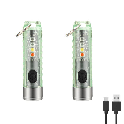 Compact Keychain Flashlight with Type-C Fast Charging, IP66 Waterproof Rating, Magnet, and Multifunctional Warning Features for Camping